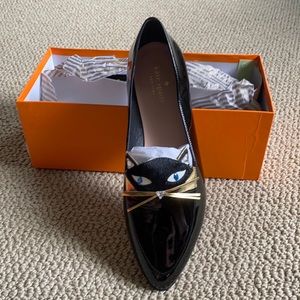 Kate Spade Patent Cecilia Black Cat Loafer 9M